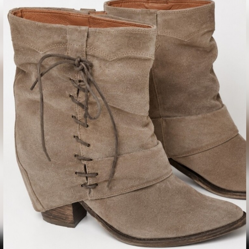 💥Free People Taupe Suede Lace-Up Boots EU 40